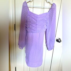 Purple swiss dot ruffled dress!